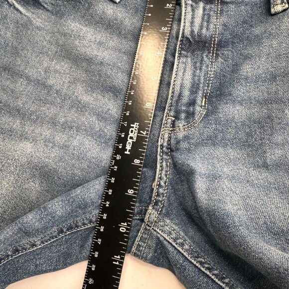 SO Womens Distressed Blue Jeans Mid-Rise Cotton 32x29 Boyfriend Tapered Leg - Picture 9 of 10